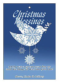 Vertical Rectangle Hanging Dove Christmas Hang Tag