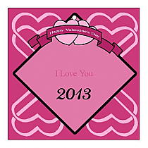 Heart Banner Valentine Square Favor Tag 2x2