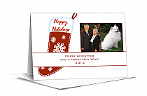 Holiday Snowflake Stocking Family Photos Christmas Card w-Envelope 7.875" x 5.50" family style