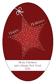 Vertical Oval Star with String Christmas Labels