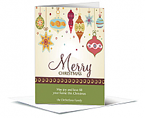 Christmas Tis the Season Colorful Ornaments Card 5.50" x 7.875" w-Envelope