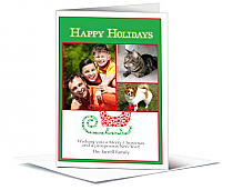 Christmas Red and Green Spotted Sleigh with Multiple Photos Card 5.50" x 7.875" w-Envelope