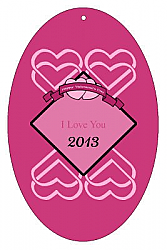 Heart Banner Valentine Vertical Oval Favor Tag 2.25x3.5