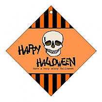 Striped Border Halloween Diamont Favor Tag 2x2