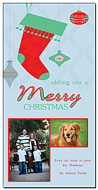 Large Hanging Stocking Photo Upload Christmas Card w-Envelope 4" x 8" family style