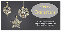 Christmas Feliz Navidad Ornaments Card 8" x 4"  w-Envelope