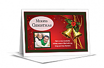 Christmas Holiday Mistletoe Jingle Bells Cards with photo 7.875" x 5.50" w-envelope 