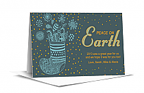 Peace on Earth Holiday Dotted Stockings Christmas Card w-Envelope 7.875" x 5.50" business style