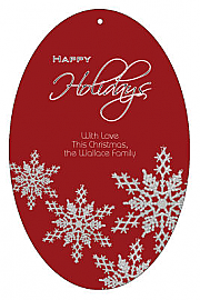 Vertical Oval Snowflakes Christmas Hang Tag