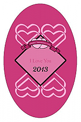 Heart Banner Valentine Vertical Oval Labels