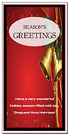 Christmas Holiday Mistletoe Jingle Bells Cards  4" x 8" w-envelope