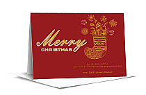 Gold Goodie Filled Stocking Holiday Card w-Envelope 7.875" x 5.50" business style