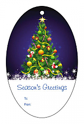 Decorated Christmas Tree Vertical Oval To From Hang Tag