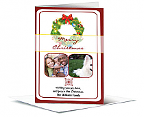 Christmas Wreath with Large Bow Cards with multiple photo 5.50" x 7.875" w-envelope