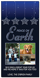 Christmas Card w-Envelope 4" x 8" Star Peace On Earth Family style