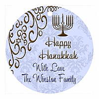 Hanukkah Traditional Circle Bar Mitzvah Favor Tag