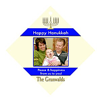 Hanukkah Menorah Stripe Diamond Bar Mitzvah Favor Tag