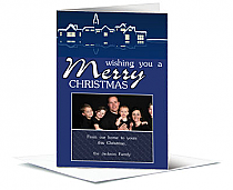 Nighttime Christmas Village Cards with photo 5.50" x 7.875" w-envelope