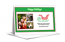 Red and Green Spotted Sleigh with Multiple Photos Card w-Envelope 7.875" x 5.50" family style