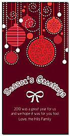 Christmas Seasonal Ornament Greetings Card 4" x 8" w-Envelope