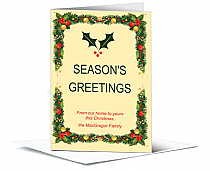 Christmas Mistletoe Holly Borders Cards  5.50" x 7.875"  w-envelope