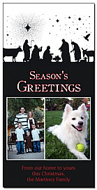 Christmas Card w-Envelope 4" x 8" Nativity Scene family style