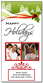 Christmas Mistletoe Ribbon Cards with multiple photo 4" x 8" w-envelope 