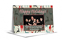 Christmas Rustic Holiday Reindeer Background Cards with photo 7.875" x 5.50" w-envelope