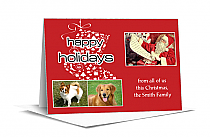 Large Red and White Holiday Stocking Multiple Photo Upload Christmas Card w-Envelope 7.875" x 5.50" family style