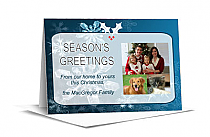 Christmas Card w-Envelope 7.875" x 5.50" Frosty Snowman Blue Greetings Family Style