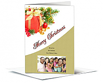 Christmas Corner Mistletoe Present Cards with photo  5.50" x 7.875" w-envelope