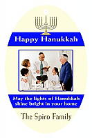 Hanukkah Menorah Stripe Oval Bar Mitzvah Favor Tag