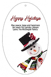 Vertical Oval Corner Snowman Christmas Hang Tag