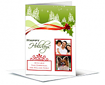 Christmas Mistletoe Ribbon Cards with multiple photo 5.50" x 7.875" w-envelope 