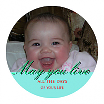 Small Circle Birthday Photo Labels With Text