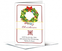 Christmas Wreath with Large Bow Cards  5.50" x 7.875"  w-envelope 