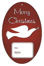 Vertical Oval Red Dove To From Christmas Hang Tag