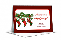 Good Tidings Holly Berries and Stockings Christmas Card w-Envelope 7.875" x 5.50" business style