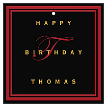 Simple Initial Square Birthday Favor Tag