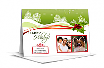 Christmas Mistletoe Ribbon Cards with multiple photo 7.875" x 5.50" w-envelope