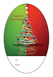 Two Tone Christmas Tree Vertical Oval To From Hang Tag