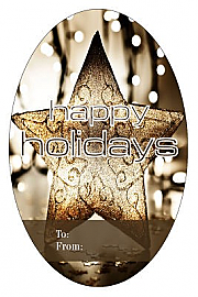 Vertical Oval Gold Star To From Christmas Hang Tag