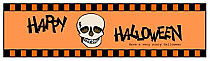 Striped Border  Halloween Water bottle Labels 7x1.875