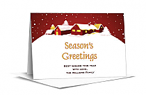 Christmas Season's Greetings Winter Village Cards  7.875" x 5.50" w-envelope