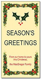 Christmas Mistletoe Holly Borders Cards  4" x 8" w-envelope 