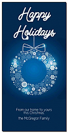 Christmas Glowing Holiday Wreath Cards  4" x 8" w-envelope 