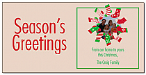 Seasons Greetings Stocking Wreath Photo Upload Christmas Card w-Envelope 8" x 4" family style (CLONE)