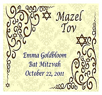 Traditional Square Bat Mitzvah Label