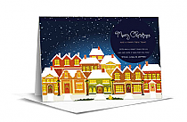 Tis the Season Holiday Christmas Village Cards  7.875" x 5.50"  w-envelope