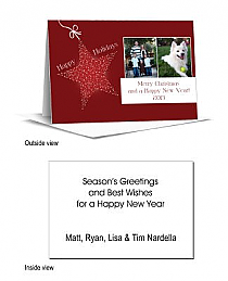 Christmas Star with String Cards with photo and custom text 5.5x7.875 with Envelope